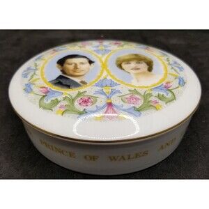 vintage Coalport bone china trinket box wedding of Charles & Diana